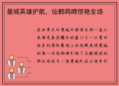 曼城英雄护航，仙鹤鸣啼惊艳全场